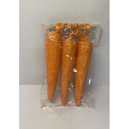 Carota Glitterata da appendere 14 cm (cf. 3 pz)