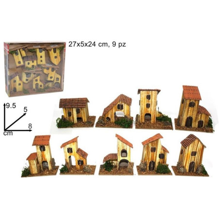 Casetta per presepe 9,5X5X8 cm - 9 mod ass