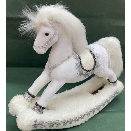 Cavallo a dondolo Bianco in velluto 30 cm