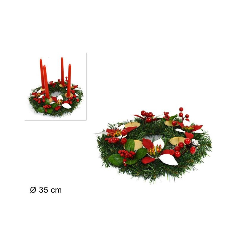 Centrotavola Portacandele 4 posti con Stelle di Natale 35 cm
