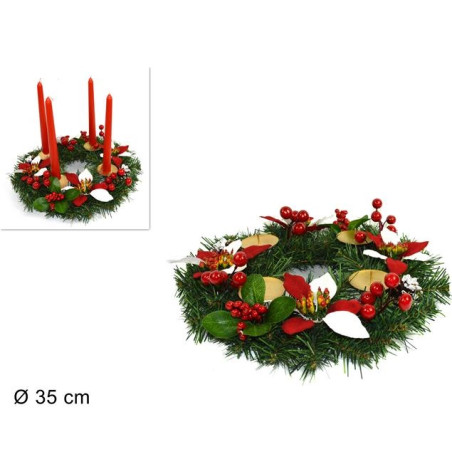 Centrotavola Portacandele 4 posti con Stelle di Natale 35 cm