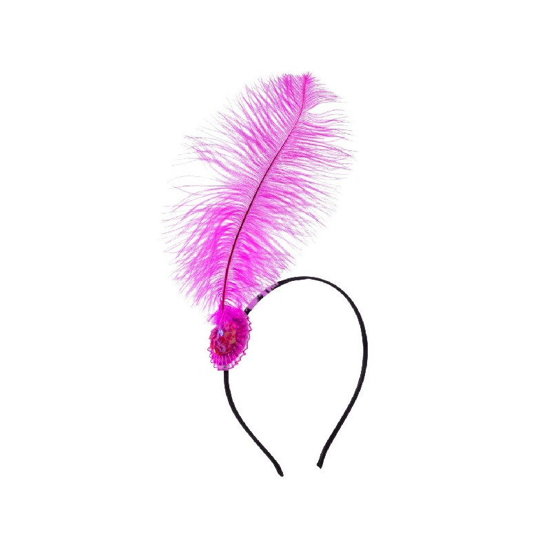 Cerchietto Charleston con piuma Fuxia