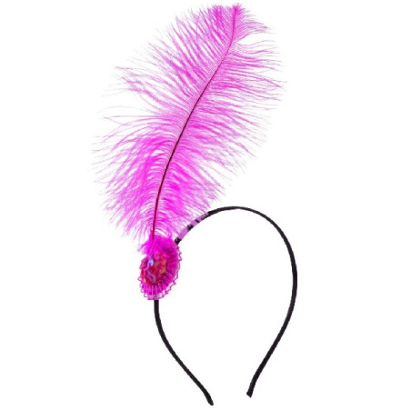 Cerchietto Charleston con piuma Fuxia