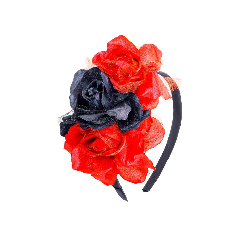 Cerchietto con Rose Rosse e Nere