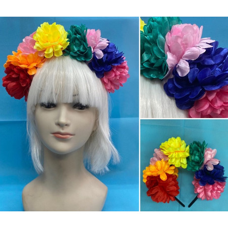 Cerchietto Dia de los Muertos con Fiori Colorati