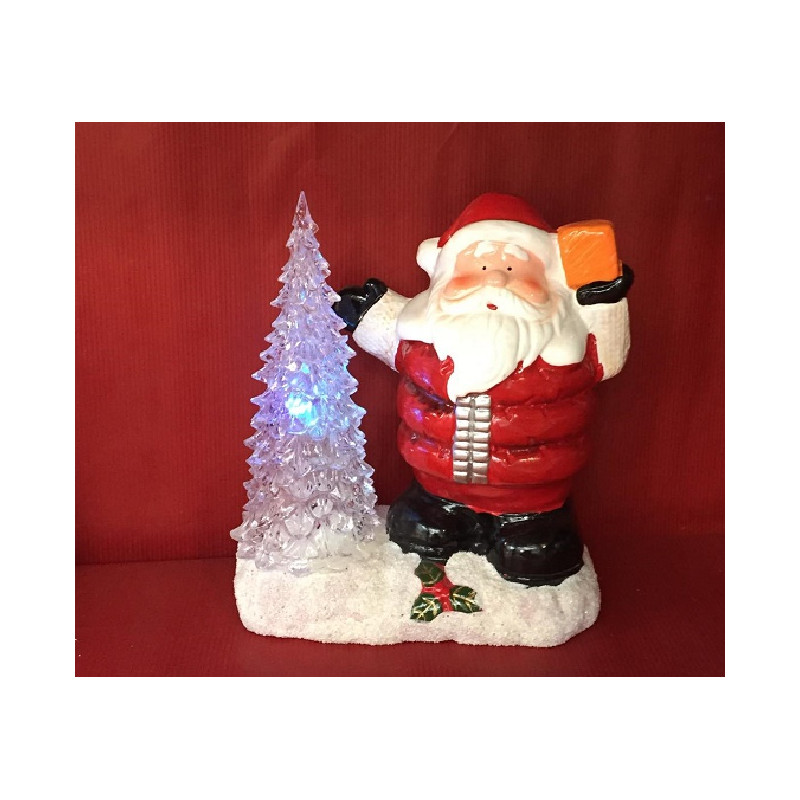 Babbo Natale con luce led in ceramica 19 cm