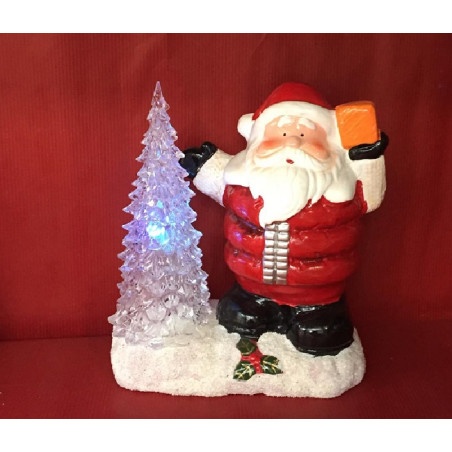 Babbo Natale con luce led in ceramica 19 cm