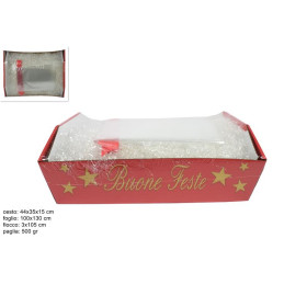 Cesta Rettangolare con paglia 500 gr, foglio e fiocco