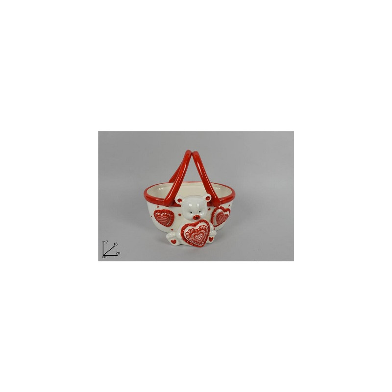 Cestino con orsetto San Valentino 20x16 cm