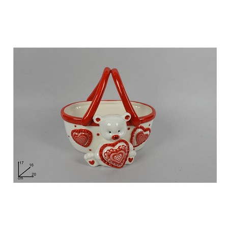 Cestino con orsetto San Valentino 20x16 cm