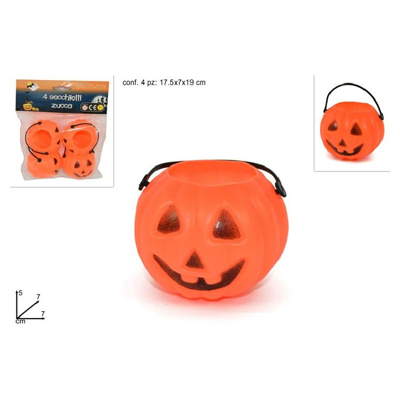 Cestino Zucca Mini Portacaramelle 7 cm (cf. 4 pz)