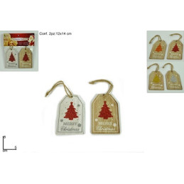 Chiudipacco Targhetta Merry Christmas in legno (cf. 2 pz)