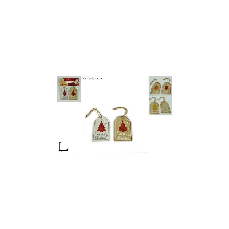 Chiudipacco Targhetta Merry Christmas in legno (cf. 2 pz)