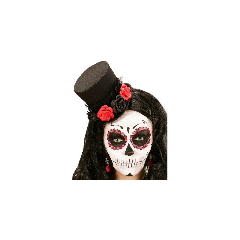 Cilindro Mini con rose Dia de los Muertos