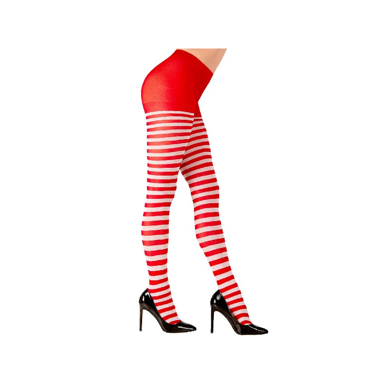 Collant Rigato Bianco/Rosso