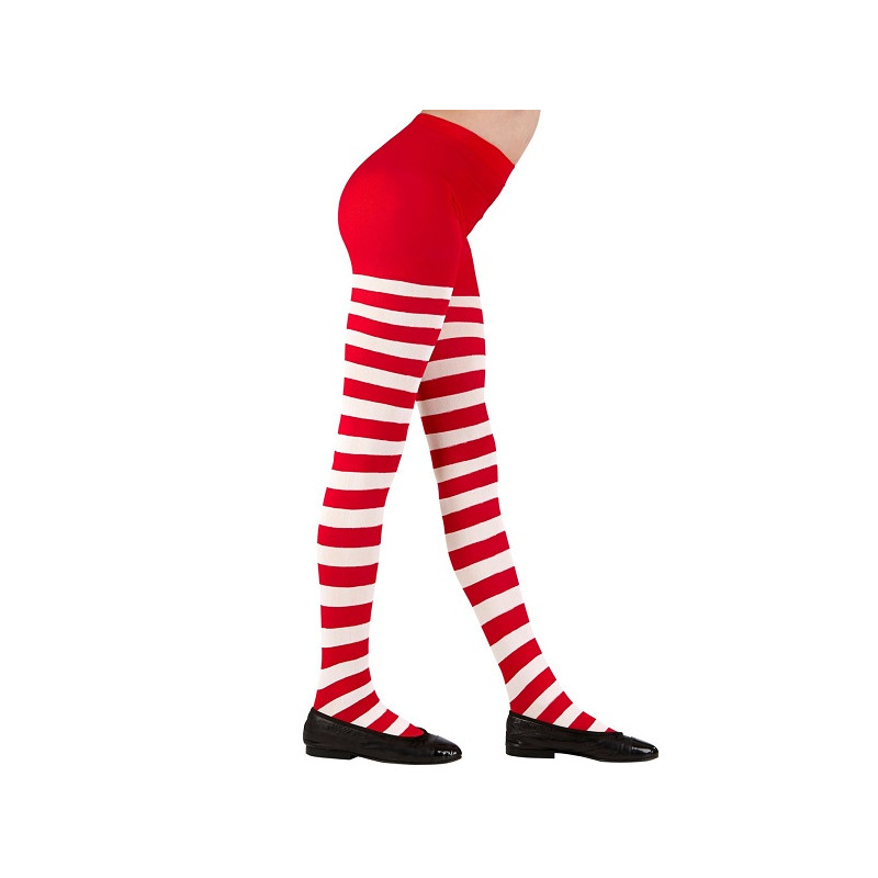 Collant Rigato Bianco/Rosso - Tg 7/10 anni