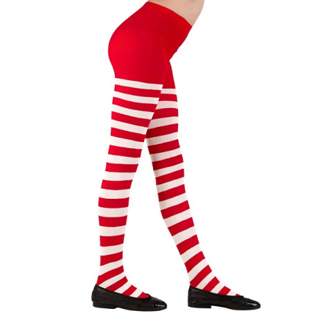 Collant Rigato Bianco/Rosso - Tg 7/10 anni