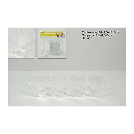 Coppette in plastica trasparente (cf. 4 pz)