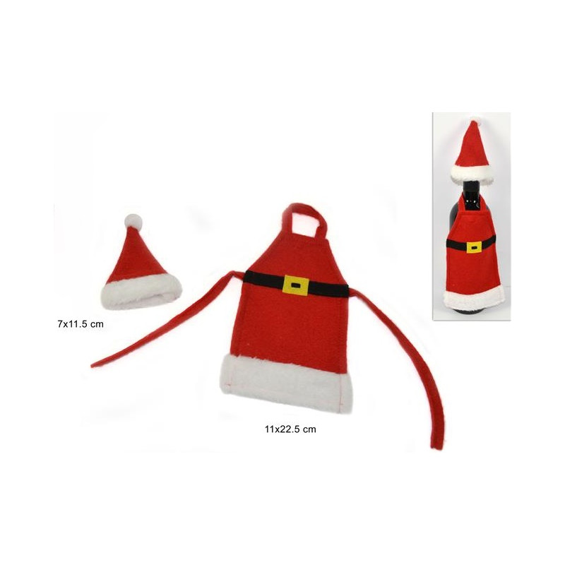 Copribottiglia Grembiule e Cappello Babbo Natale