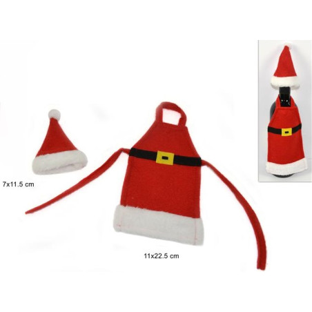 Copribottiglia Grembiule e Cappello Babbo Natale