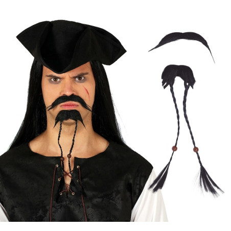 Baffi Nero con pizzetto Pirata