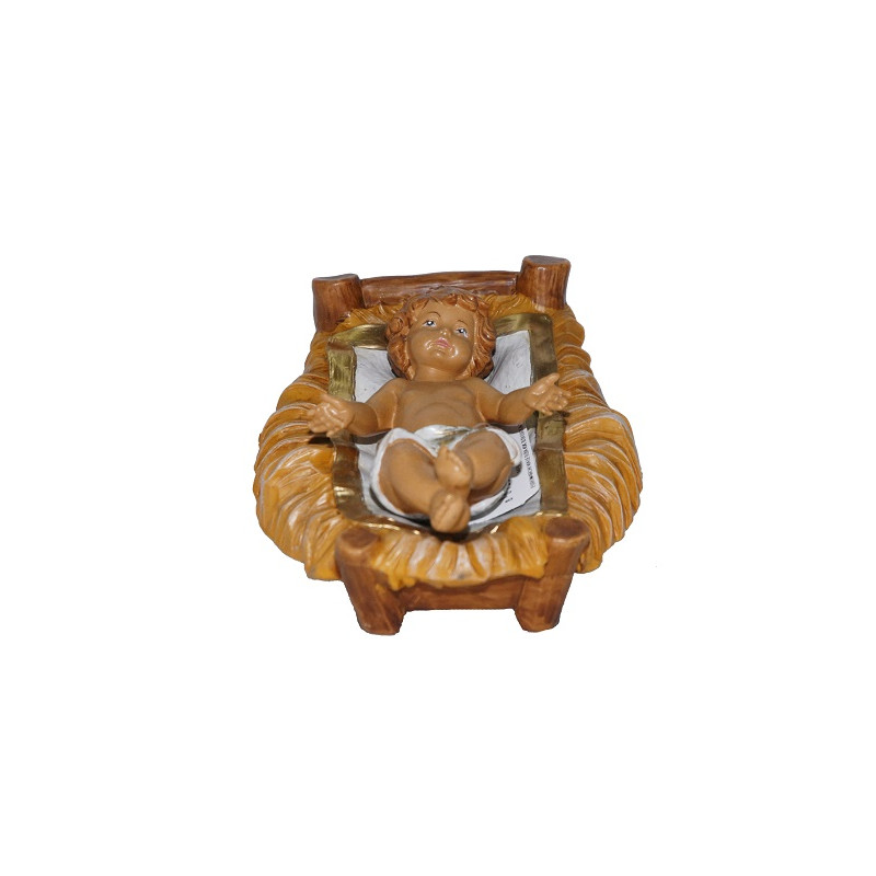 Bambino con culla - 20 cm LUX Color Legno