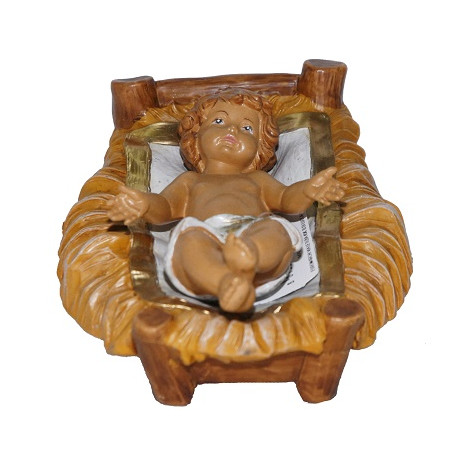 Bambino con culla - 20 cm LUX Color Legno