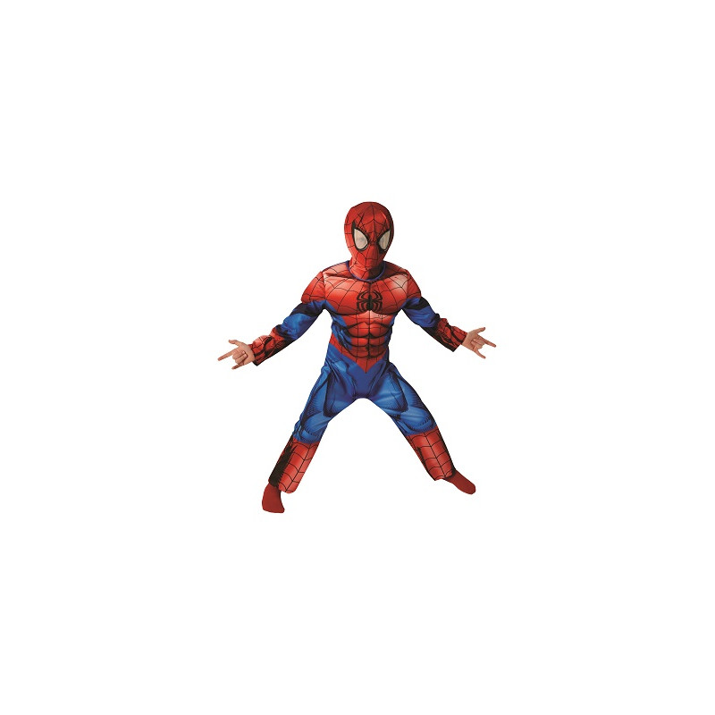 Costume SPIDERMAN Ultimate con muscoli - Tg L 7/8 anni 128 cm