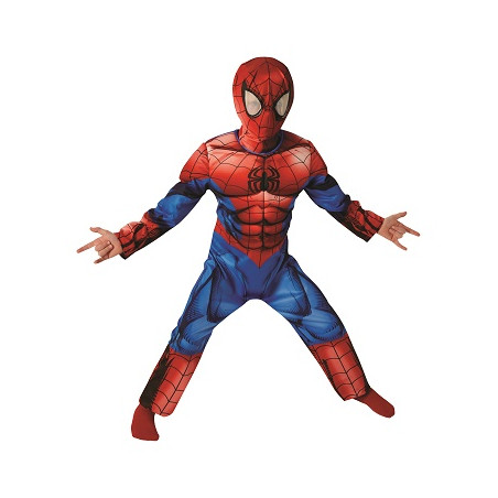 Costume SPIDERMAN Ultimate con muscoli - Tg L 7/8 anni 128 cm