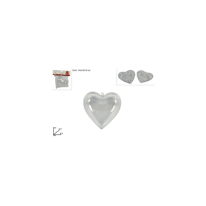 CUORE in Plastica Trasparente 10 cm