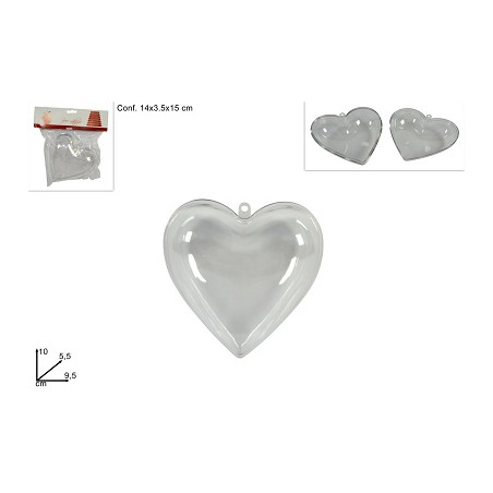 CUORE in Plastica Trasparente 10 cm