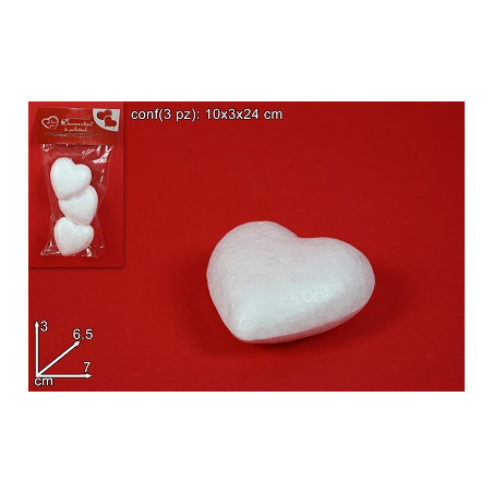 CUORE in polistirolo 7 cm (cf. 3 pz)
