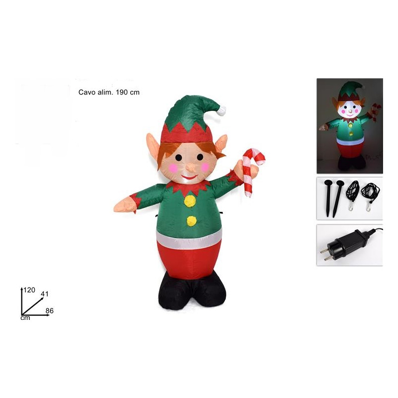Elfo Gonfiabile con luci 120 cm con trasformatore