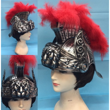 Elmo Romano Argento con pennacchio rosso