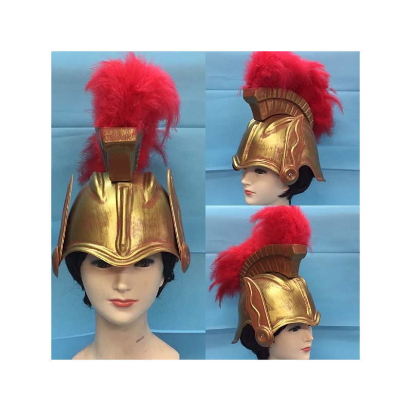 Elmo Romano Oro Antico con pennacchio rosso