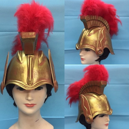 Elmo Romano Oro Antico con pennacchio rosso