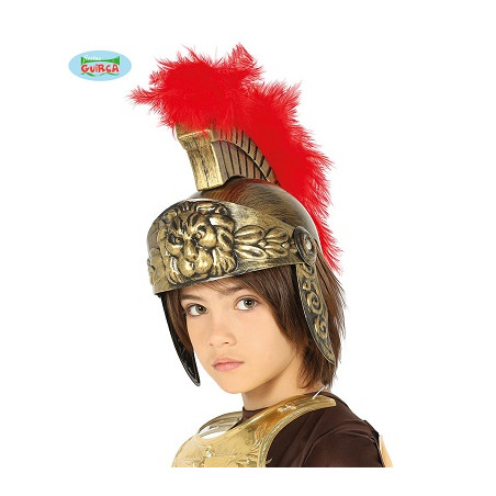 Elmo Romano Oro con pennacchio Rosso Bambino