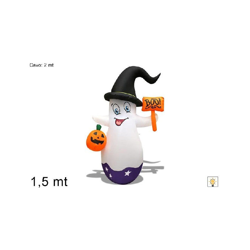 Fantasma Gonfiabile con luci e trasformatore 1,50 mt