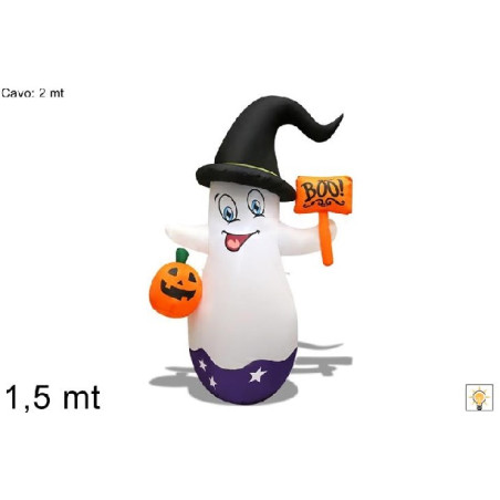 Fantasma Gonfiabile con luci e trasformatore 1,50 mt