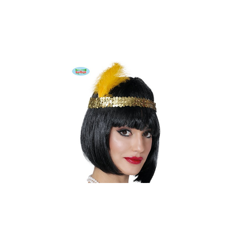 Fascia Charleston Oro con pajlettes e piuma