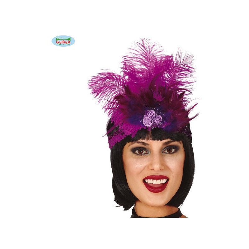 Fascia Charleston Viola con pajlettes e piuma