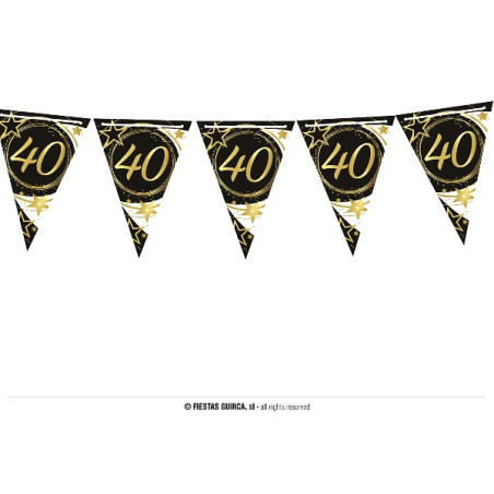 Festone 10 Bandiere 40 Anni 3 mt