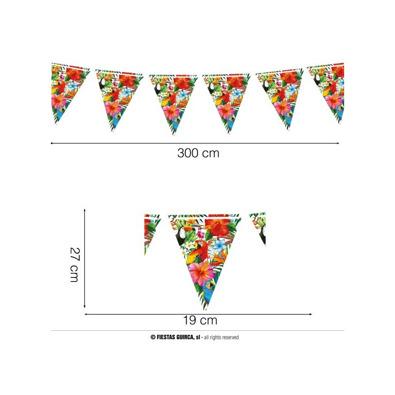 Festone 10 Bandiere HAWAI Pappagallo 3 mt