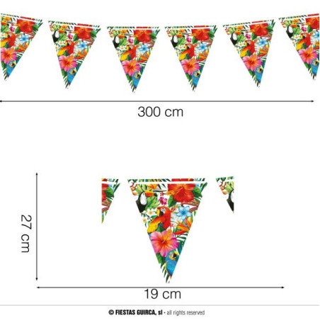 Festone 10 Bandiere HAWAI Pappagallo 3 mt