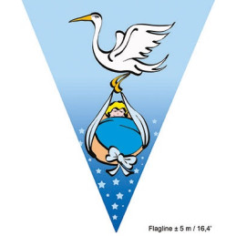 Festone 10 Bandiere NASCITA Celeste 5 mt