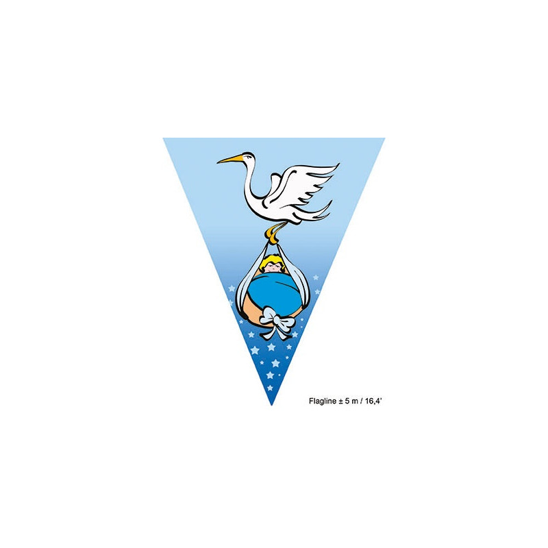 Festone 10 Bandiere NASCITA Celeste 5 mt