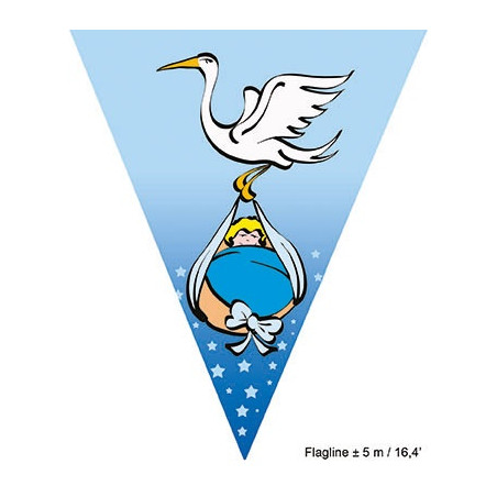 Festone 10 Bandiere NASCITA Celeste 5 mt