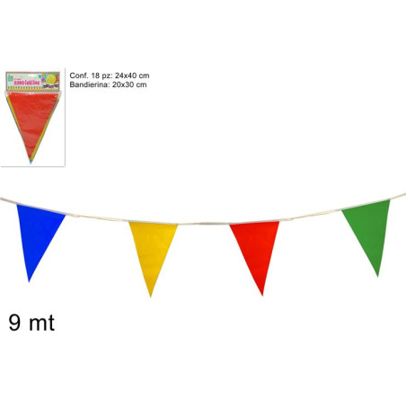 Festone 18 Bandiere Colorate 9 mt