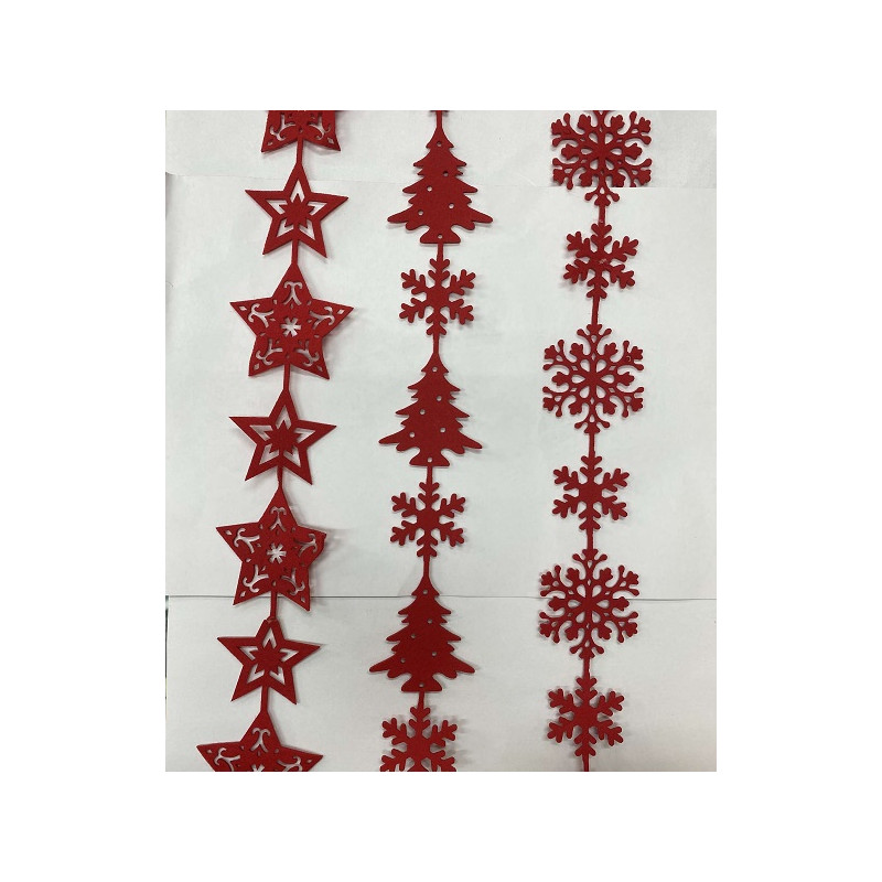 Filo Rosso con soggetti Natalizi in feltro 2 mt -  3 mod ass
