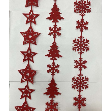 Filo Rosso con soggetti Natalizi in feltro 2 mt -  3 mod ass